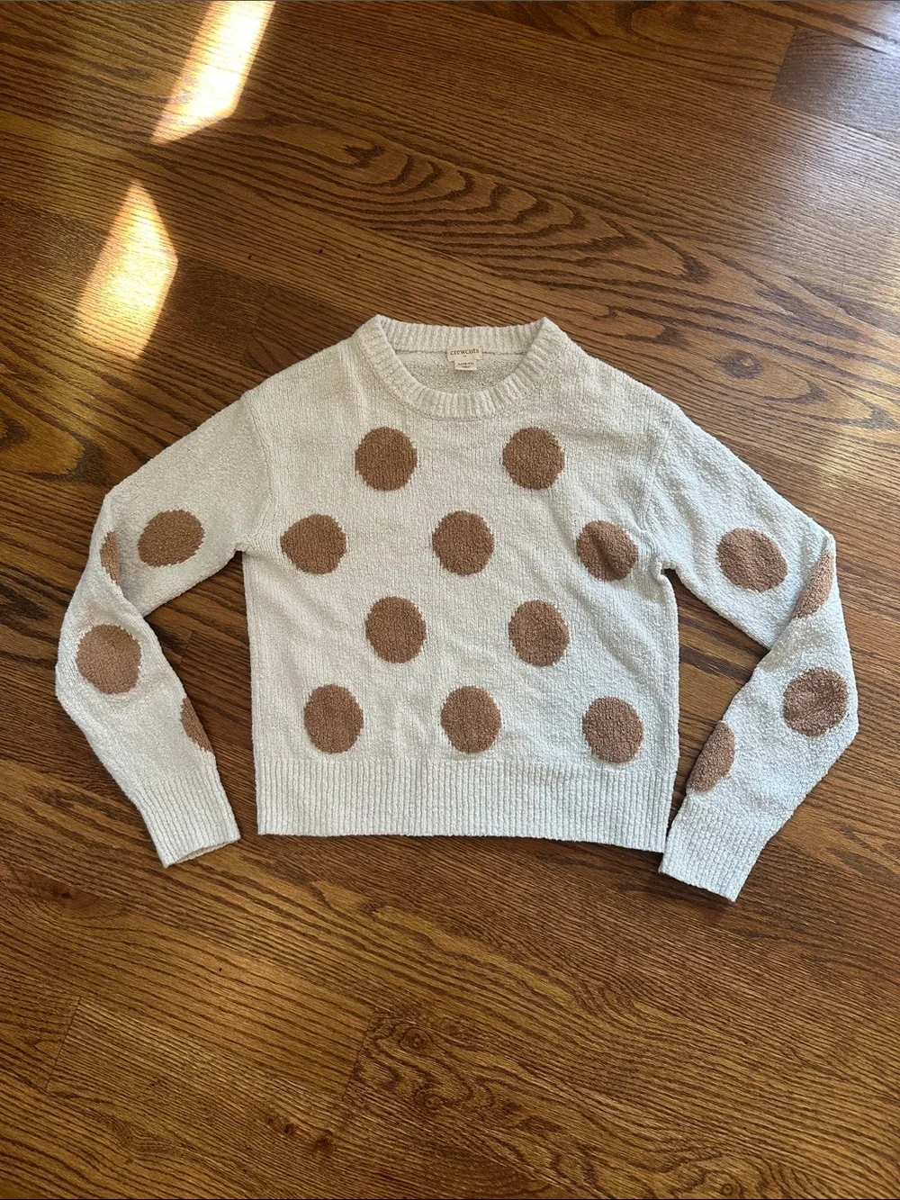 GUC Crewcuts Factory Cream Crewneck Sweater with Tan Polka Dots; L